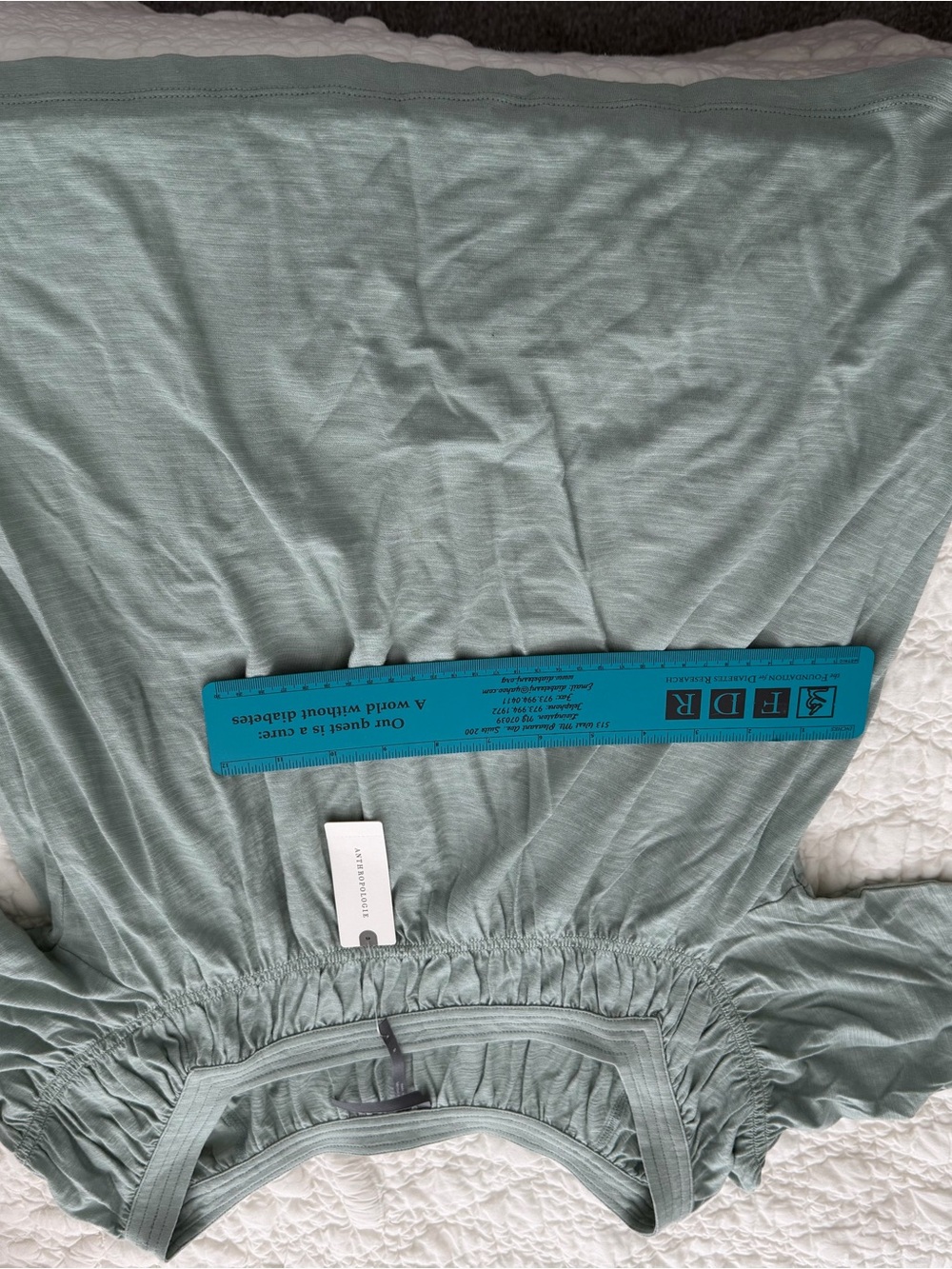 Anthropologie light Sage Green Smocked Waist Short Sleeve Top